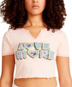 Top 10 🔔 Madden Girl Juniors Love More 👩 Womens Graphic Lettuce Hem T-Shirt 🌟