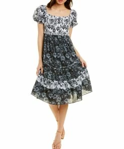 Best Pirce 🔥 women Celina Moon Smocked Midi 👗 Dress ❤️