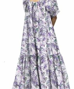 Best Pirce 😀 Celina Moon 👩 women Short Sleeve Floral Maxi 👗 Dress In Purple 🧨