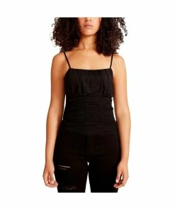 Coupon ⭐ Madden Girl Juniors 👩 Womens Mesh Ruched Cami 🤩