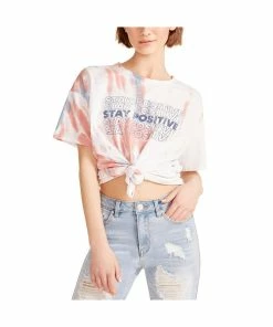 Hot Sale 🧨 Madden Girl Juniors 👩 Womens Tie-Dye Knot Front Pullover Top ✨
