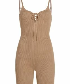 Cheap 👏 Madden Girl 👩 Womens Lace-Up Ribbed Romper 🔥