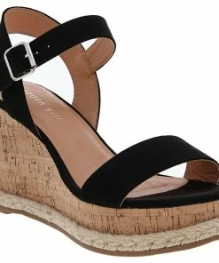 Best Sale 🛒 Madden Girl 👩 women Maddison Wedged 🩴 Sandal in Black 😀