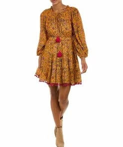 Budget ✔️ women Celina Moon Pom Pom Trim Mini 👗 Dress 🔔