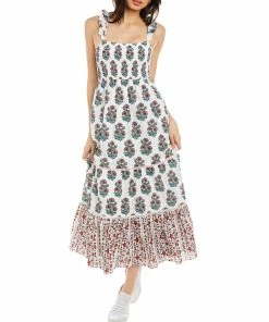 New 🤩 women Celina Moon Smocked Midi 👗 Dress 😉