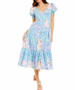 Budget 🌟 women Celina Moon Short Sleeve Midi 👗 Dress 🛒