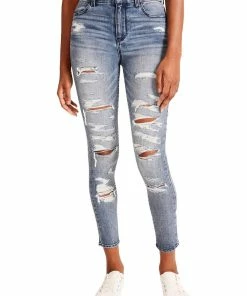 Outlet 👍 Madden Girl Juniors Rocker 👩 Womens High Rise Destroyed Skinny 👖 Jeans 👍