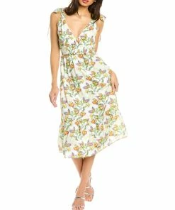 Cheap 🧨 women Celina Moon Tie-Shoulder Midi 👗 Dress 🛒