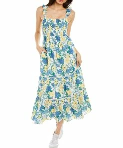 Best Sale ⭐ women Celina Moon Smocked Midi 👗 Dress 🎁